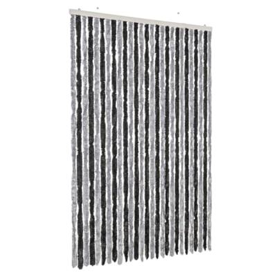 VidaXL Vliegengordijn 118x220 cm chenille grijs en zwart VidaXL Vliegengordijn 118x220 cm chenille grijs en zwart