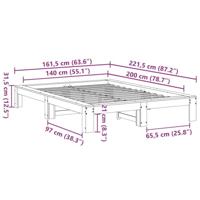 Bedframe zonder matras massief grenenhout wasbruin 140x200 cm - thumbnail