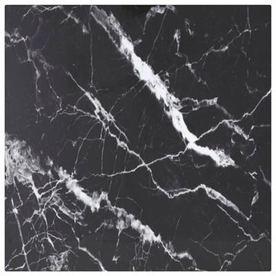 Tafelblad 40x40 cm 6 mm gehard glas met marmeren design zwart