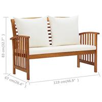 Tuinbank met kussens 119 cm massief acaciahout - thumbnail
