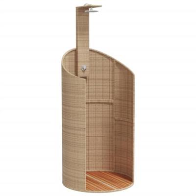 VidaXL Buitendouche 100x100x241,5 cm poly rattan en acaciahout beige - thumbnail