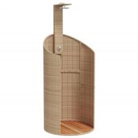 Buitendouche 100x100x241,5 cm poly rattan en acaciahout beige - thumbnail