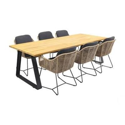Taste Belmond naturel/Basso 240x100 cm. stapelbare tuinset - 7-delig