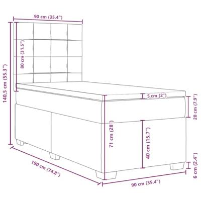 Boxspring met matras stof lichtgrijs 90x190 cm