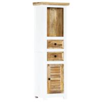 VidaXL Hoge kast 40x30x128 cm massief ruw mangohout wit en bruin - thumbnail