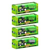 Die-cast Groene Trekker met Aanhanger en Pull-backfunctie - thumbnail