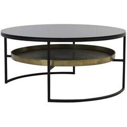 Sohome Ronde Salontafel 'Alejandro' 88cm, zwart glas met antiek brons