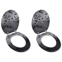 Toiletbrillen met deksels 2 st water MDF - thumbnail