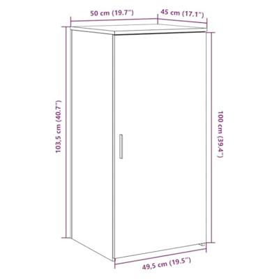 Opbergkast 50x45x103,5 cm bewerkt hout gerookt eikenkleur