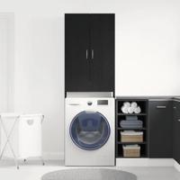 Wasmachinekast 64x25,5x190 cm zwart eikenkleur - thumbnail