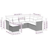 7-delige Loungeset met kussens poly rattan zwart - thumbnail