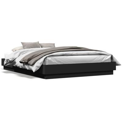 Bedframe met LED zonder matras 150x200 cm zwart