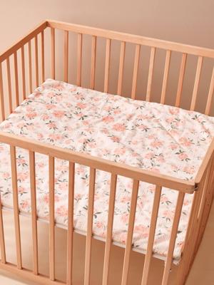 Babydeken/gewatteerde vloermat in jersey/katoengaas EAU DE ROSE roze