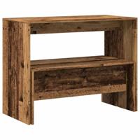 3-delige Eettafel en bankenset bewerkt hout oud houtkleurig - thumbnail