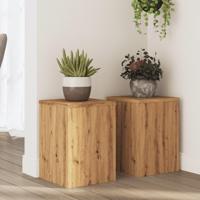 Plantenstandaards 2 st 25x25x35 cm hout artisanaal eiken - thumbnail
