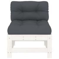 Middenbank met kussens massief grenenhout wit - thumbnail