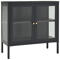 Dressoir 70x35x70 cm staal en glas antracietkleurig - thumbnail