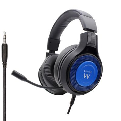 Ewent PL3322 | Gamingheadset met flexibele microfoon | Met 3,5 mm-aansluiting | Bedraad met 50 mm-driver | Kabel van 1,5 m | Gamingheadset voor PS4-PS5/Xbox One-Xbox X | Zwart, blauw