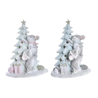 Kerstversiering DKD Home Decor Muis Hars (13 x 8,5 x 16 cm) (2 Stuks)