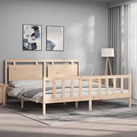 Bedframe met hoofdbord massief hout 180x200 cm - thumbnail