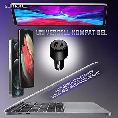 4Smarts 456260 USB-oplader 65 W, 18 W 1x USB-C, 1x USB-A USB PD, Quick Charge Zwart Auto, Vrachtwagen Snellader - thumbnail