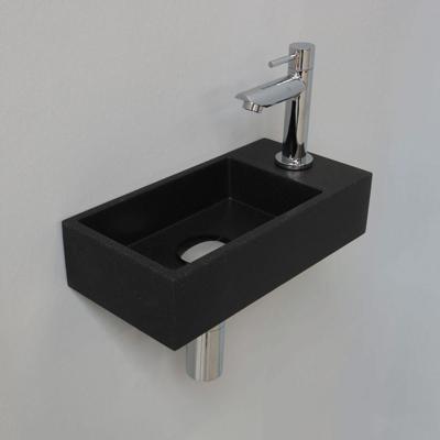 INK - Fonteinpack Quartz Rechts incl. Fonteinkraan - Design Sifon - Design Plug en Montageset - 360x180x90 Mm - Quartz Zwart/chroom