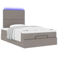 Ottoman bed met matras en LED's 120x190 cm stof taupe - thumbnail