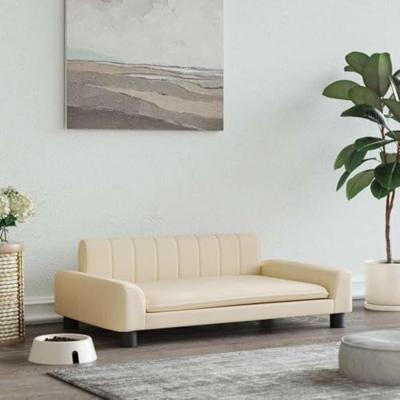 vidaXL Hondenmand 90x53x30 cm stof crèmekleurig