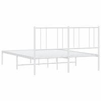 Bedframe met hoofdbord metaal wit 135x190 cm - thumbnail