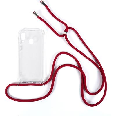 Shop4 - Samsung Galaxy A40 Hoesje - Zachte Back Case met Koord Donker Rood Shop4 - Samsung Galaxy A40 Hoesje - Zachte Back Case met Koord Donker Rood