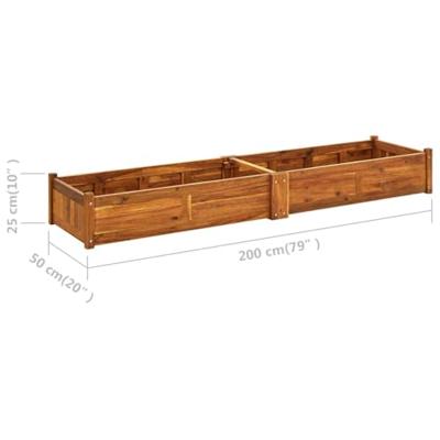VidaXL Plantenbak verhoogd 200x50x25 cm acaciahout