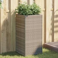 VidaXL Plantenbak 40x40x80 cm poly rattan grijs - thumbnail