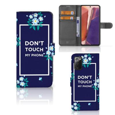 Samsung Galaxy Note 20 Portemonnee Hoesje Flowers Blue DTMP Samsung Galaxy Note 20 Portemonnee Hoesje Flowers Blue DTMP