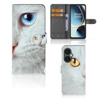 OnePlus Nord CE 3 Lite | Telefoonhoesje | Met pasjeshouder | Witte Kat - thumbnail
