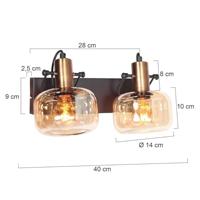 Steinhauer Dubbele wandlampGlaslic amber glas - 3865BR - thumbnail