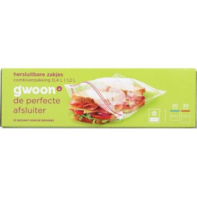 Hersluitbare zak G&apos;woon 30 x 0.4l en 30 x 1.2l