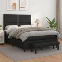 Boxspring met matras kunstleer zwart 140x190 cm - thumbnail