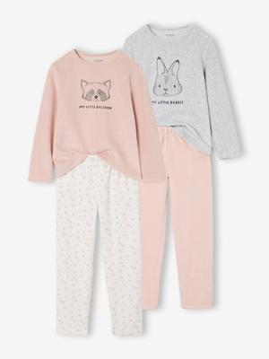 Set van 2 pyjama fluweel / velours dieren Meisje gemêleerd grijs Set van 2 pyjama fluweel / velours dieren Meisje gemêleerd grijs
