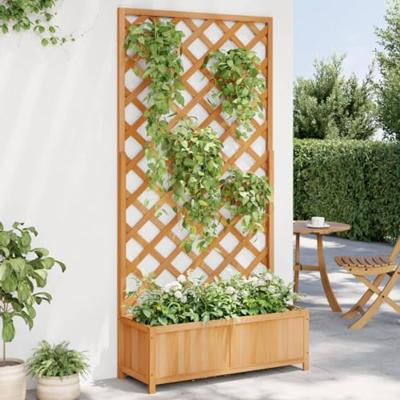 VidaXL Plantenbak met latwerk massief vurenhout bruin VidaXL Plantenbak met latwerk massief vurenhout bruin