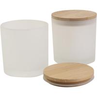 Glazen potten met houten deksels, H: 9 cm, d 8 cm, afm 8 cm, 315 ml, 12 stuk/ 1 doos - thumbnail