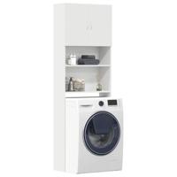 Wasmachinekast 64x24x190 cm bewerkt hout wit - thumbnail