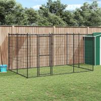 Hondenkennel met dak 7,26 m² staal - thumbnail