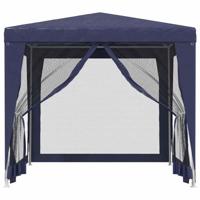 Partytent met 4 mesh zijwanden 2,5x2,5 m HDPE blauw - thumbnail