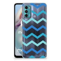 Motorola Moto G60 | TPU bumper | Zigzag Blauw - thumbnail