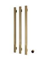Hotbath &MORE set van 3 rails RASV135 SQUARE135 cm met separate schakelaar en inbouw element Geborsteld Messing PVD (RASV135-3BBP) - thumbnail