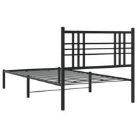 Bedframe met hoofdbord metaal zwart 90x200 cm - thumbnail