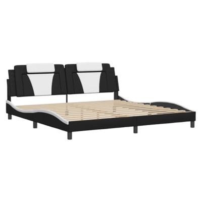 Bedframe "Viana" zonder matras kunstleer zwart en wit 200x200 cm