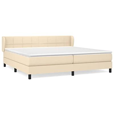 Boxspring met matras stof crèmekleurig 200x200 cm