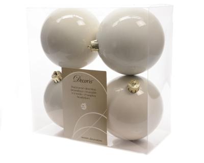 4 Kerstballen plastic glans-mat 100mm wolwit KSD - Ksd