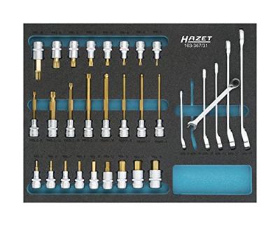 HAZET Dopsleutelbitset 163-367/31 - 1/2 inch (12,5 mm) vierkant hol - Buitentwaalfkant tractieprofiel, Binnen-zeskant-profiel, Binnenveeltandprofiel HAZET Dopsleutelbitset 163-367/31 - 1/2 inch (12,5 mm) vierkant hol - Buitentwaalfkant tractieprofiel, Binnen-zeskant-profiel, Binnenveeltandprofiel